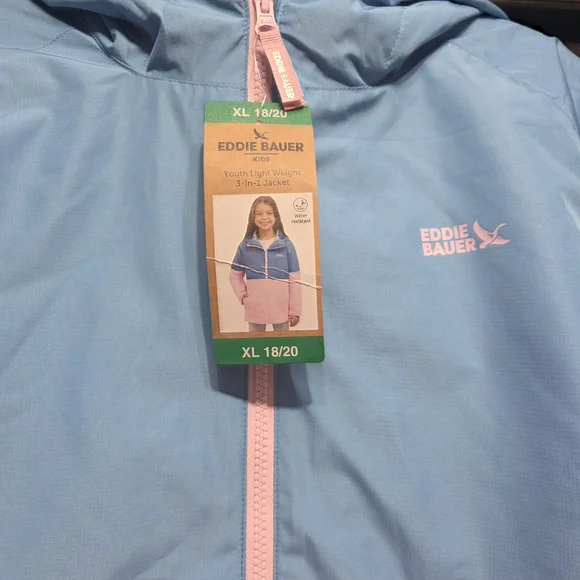 Eddie Bauer Kids Two-Tone 3 In 1Blue and Pink Jacket YOUTH girls 18/20